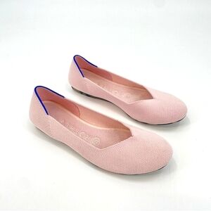 Rothy's Pink Flats with Blue Trim